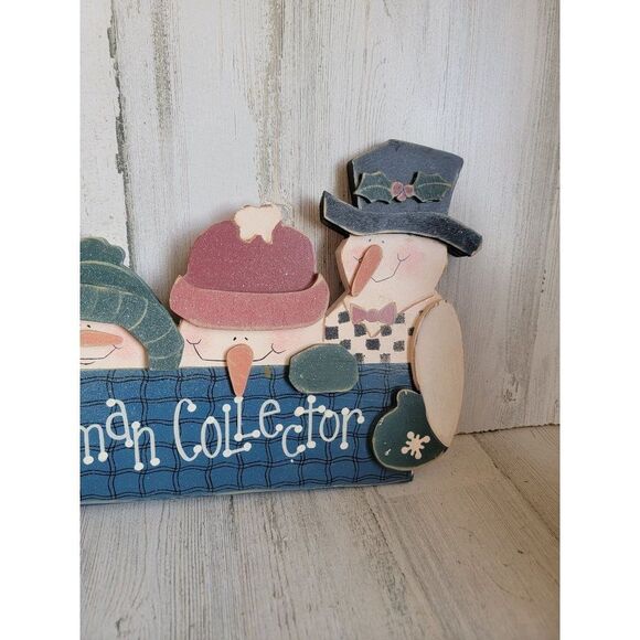 Wooden snowman collector sign family snowflake vintage rustic wall decor - Picture 4 of 8